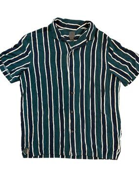 H&M Striped Button Up Shirt Short Sleeve Size Medium